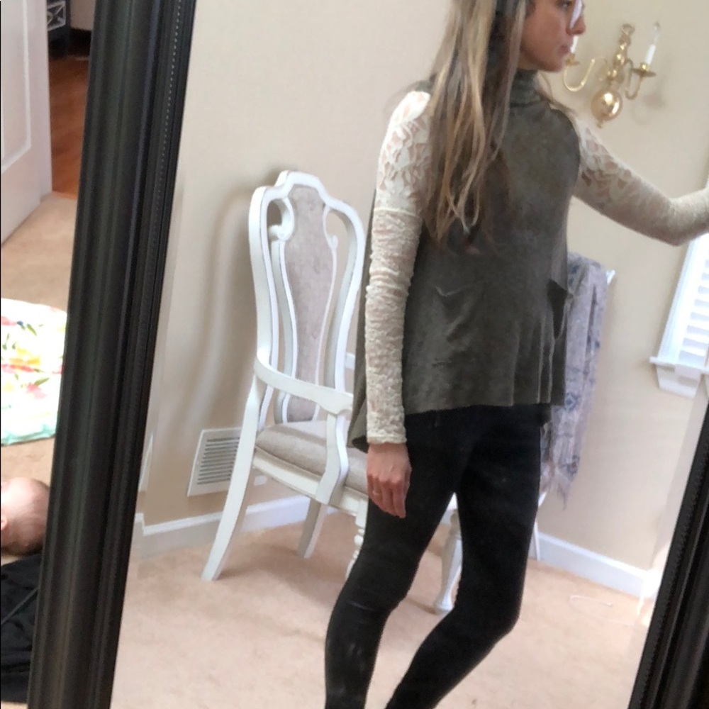 Free People high-low ribbed cape